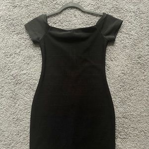 Tight black off the shoulder dress